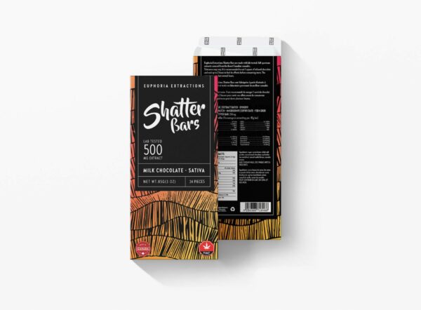 Euphoria Extractions – 500mg Shatter Bar – Milk Chocolate (Sativa) | BC Weed Edible Canada