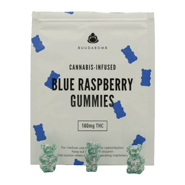 Buudabomb – Blue Raspberry Gummies – 100mg | BC Weed Edible Canada