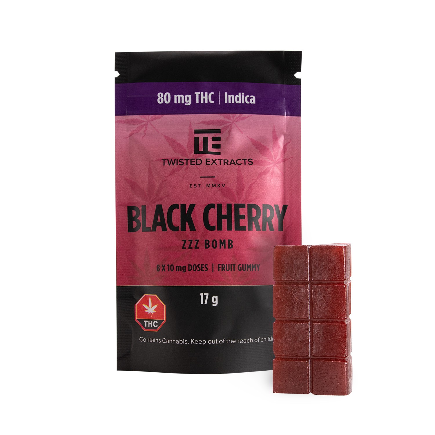 Twisted Extracts – Black Cherry – Zzz Bombs – 80mg THC | BC Weed Edible Canada