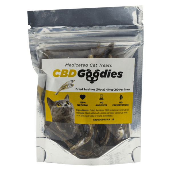 CBD Goodies – Medicated Cat Treats – Dried Sardines – 100mg CBD | BC Weed Edible Canada