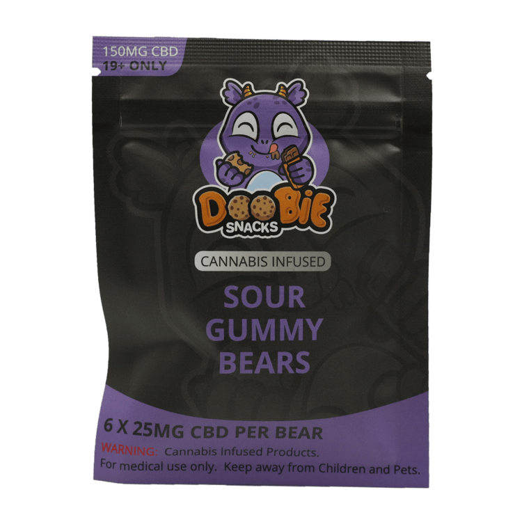 Doobie Snacks – CBD Sour Gummy Bears – 150mg CBD | BC Weed Edible Canada